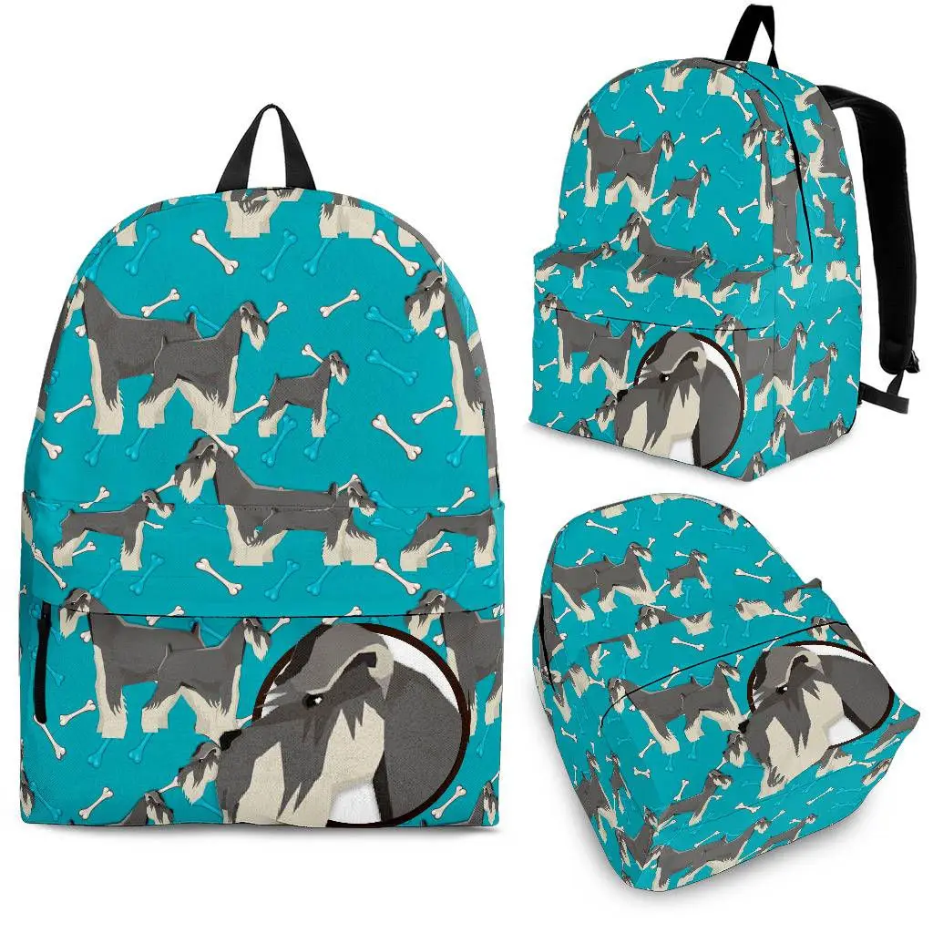 

YIKELUO Blue 3D Cartoon Cherena Dog Bone Backpack College Laptop Knapsack With Zipper Leisure Outdoor Travel Animal Knapsack