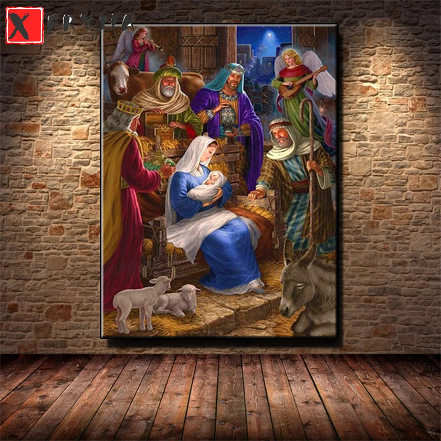 

New 5D Round Diamond Painting Religious Virgin Jesus Sticker Diamond diy Embroidery Home Decoration Mosaic