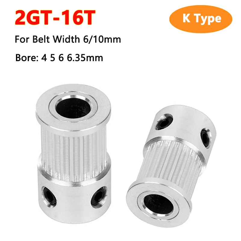 

1pc 16 Teeth 2GT Timing Pulley Keyway Bore 4 5 6 6.35mm 16T GT2 Synchronous Wheel For Width 6mm 10mm Belt 3D Printer Parts
