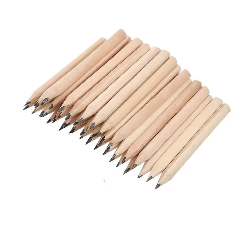 

50Pcs Pencils Short Writing Triangular Kids Wood Minidrawing Erasable Sketching Log Toddler Beginner Grip School Study Stacking