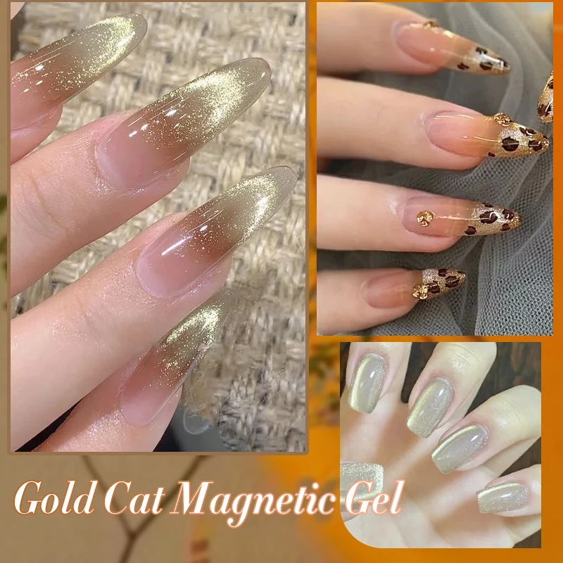 BORN PRETTY 10ml Pink Gold Cat Magnetic Gel Nail Polish for Christmas Nails Design Varnis Semi Permanent Crystal