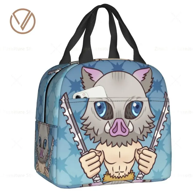 

Inosuke Hashibira Resuable Lunch Boxes Multifunction Anime Demon Slayer Kimetsu No Yaiba Cooler Thermal Food Insulated Lunch Bag