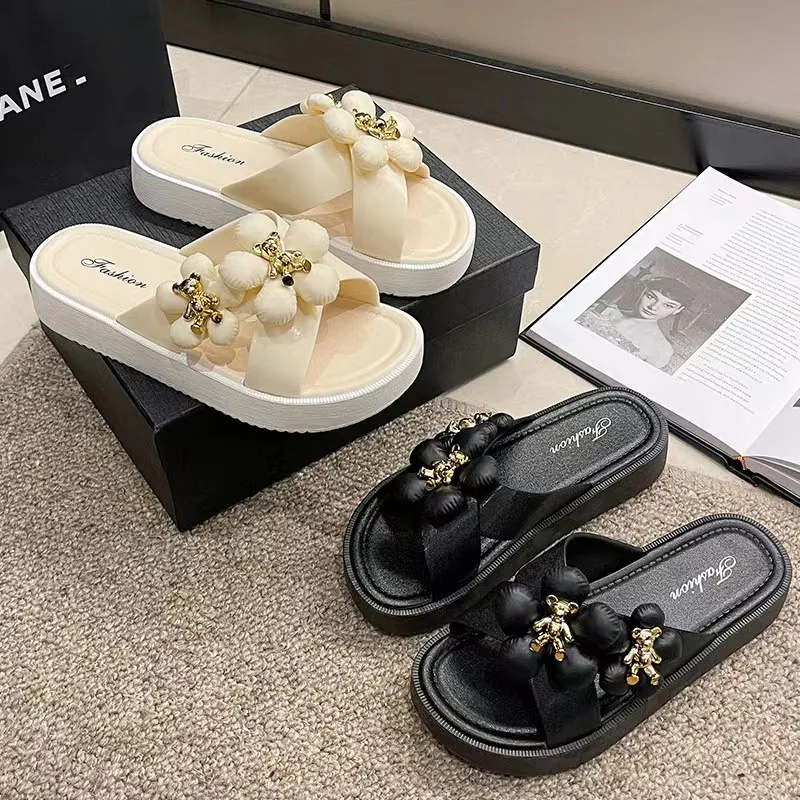 New Flowers Women's Slippers Summer Fashion Woman Slippers Indoor Outdoor Flip Flops Beach Shoe Home Non-slip PVC Slippers