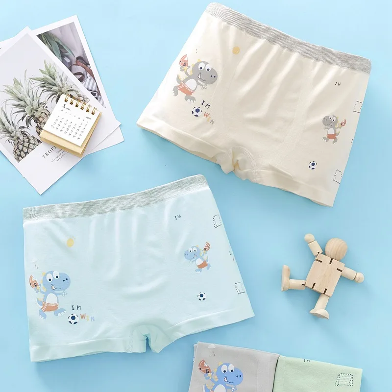 

2022 Summer Thin Cotton Boxer Briefs Soft and Breathable Cartoon Boy's Boxer Shorts Suitable for Boys Aged 3-8 4PCS