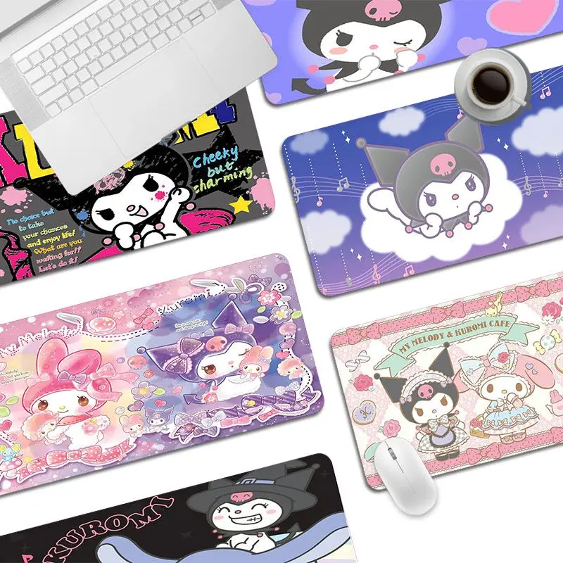 

BANDAI Cute Kuromi INS Tide Large Speed Version Game Computer Keyboard Office Table Mat Gaming Mouse Pad For PC Gamer Mousemat