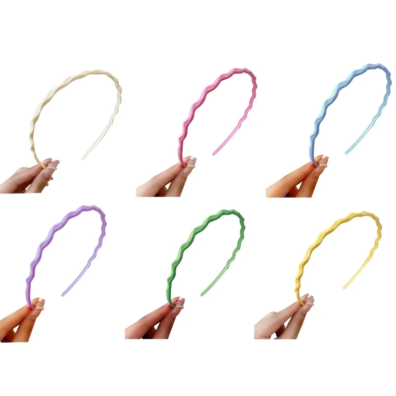 

Candygirl HeadBands for Girl Thin Headband Non Slip Candy Color Headband Plastic Hair Hoop Wavy HeadBand for Kid