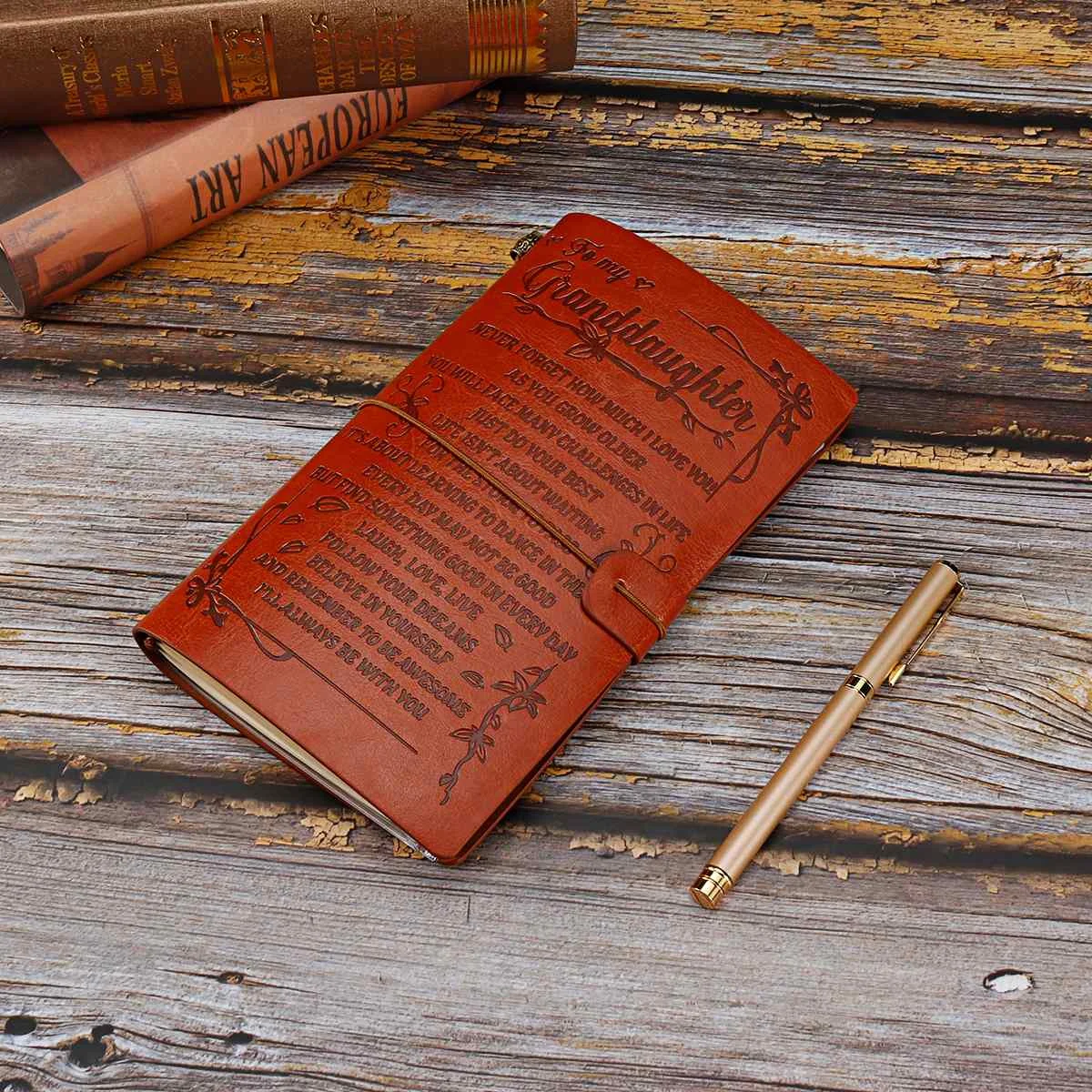 20x12cm Engraved Leather Journal Notebook Diary To My Daughter Face Challenges Love Mon | Канцтовары для офиса и дома
