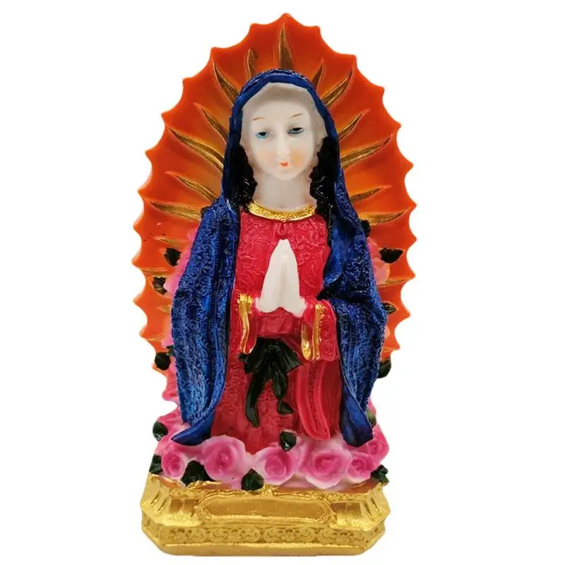 

Catholic Virgin Mary Statue Figure Handmade Figurine Religious Gift Desktop Home Decorative Ornaments 4.1x6.5x7.6in