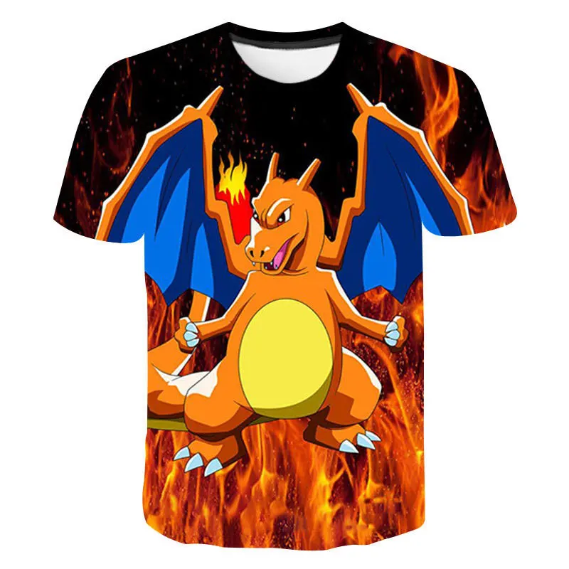 NEW Pokemon Summer 3D Printing Children Pikachu Cartoon T-shirt for Boy Casual Boys Girls Fashion T Shirt Kids 3-14 Year Clothes images - 6