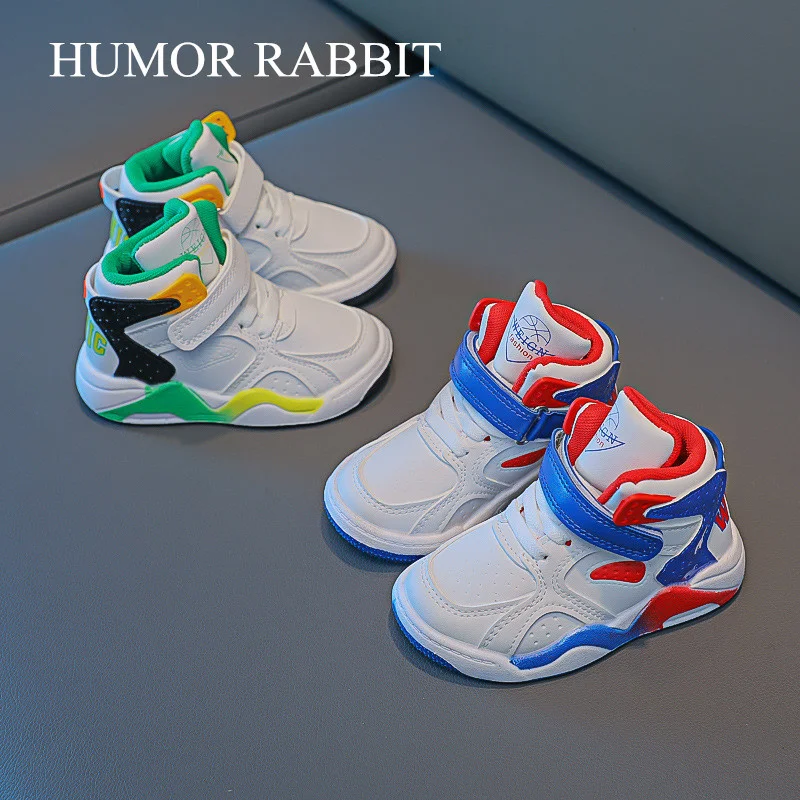 

Детские высокие кроссовки для мальчиков и девочек на осень и зиму, Баскетбольная обувь, повседневная спортивная обувь для бега, модная детс...