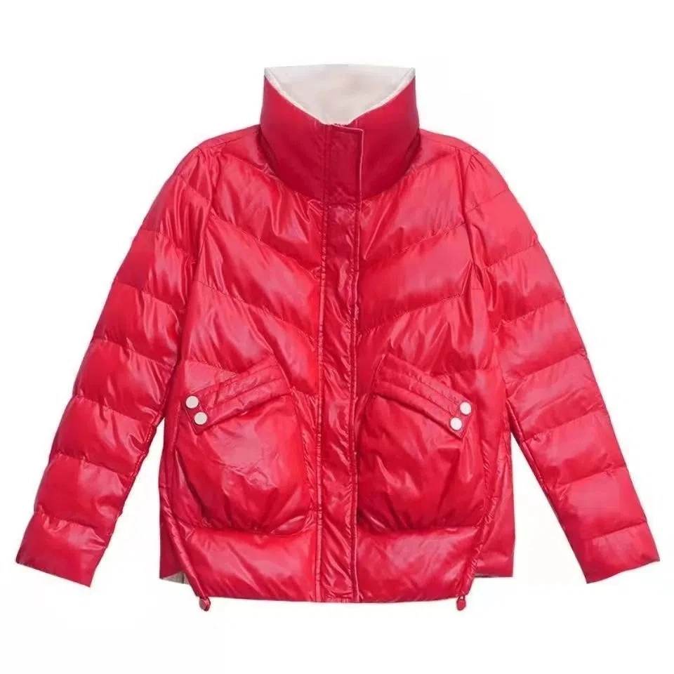 Winter Jacket Women Short Stand Collar Shiny Down Cotton Jacket Female 2022 Winter New Temperament Fashion Slim Parkas Coat