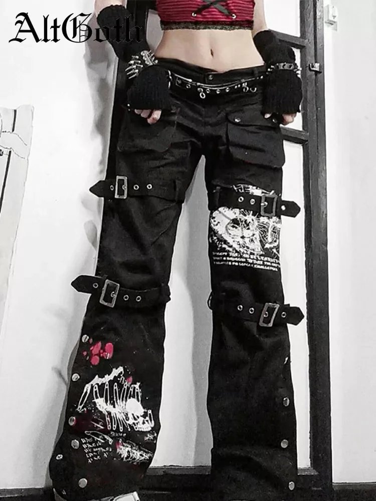 

Новинка 2022, джинсовые брюки в стиле темной академии в стиле панк Y2k, женская уличная одежда, прямые джинсы в стиле Харадзюку с принтом в стиле...