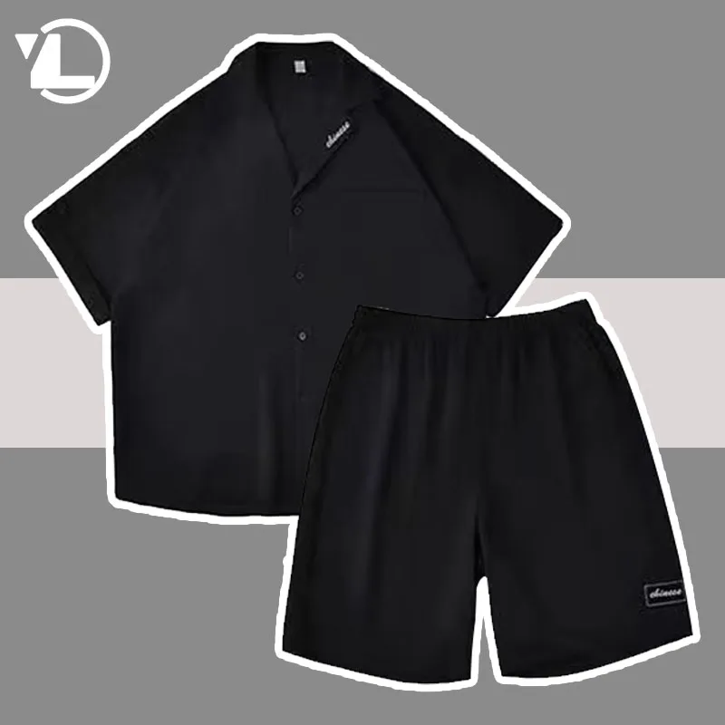 

Summer Fashion Cargo Sets Men Women Japanese Harajuku Solid Color Shirts+Loose Shorts Hip Hop Half Sleeve Streetwear 2Pcs Suits