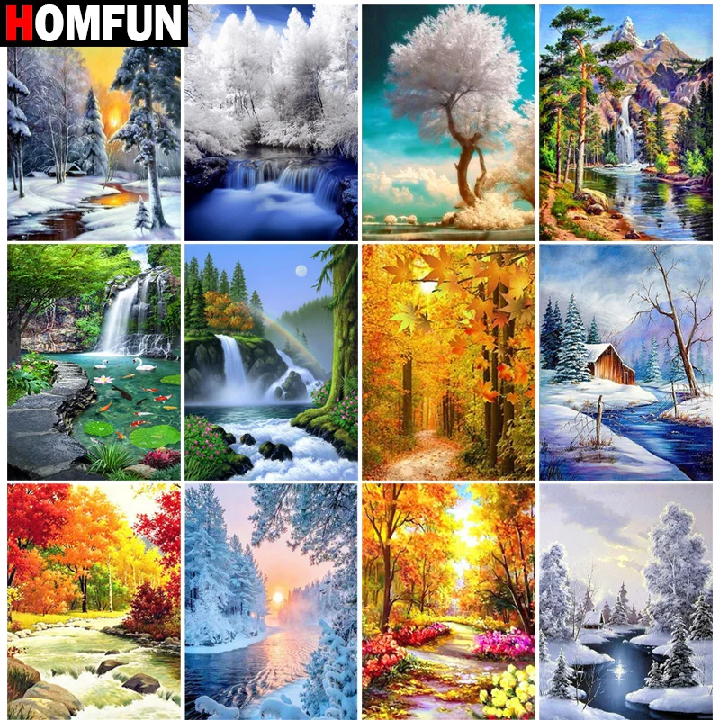 

Алмазная живопись HOMFUN, вышивка крестиком 5D «закат пейзажа», полноразмерная/круглая картина, для творчества