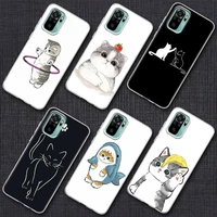 funny cartoon line cat animal phone case for xiaomi redmi note 9s 8 11 7 9 10 s pro clear cute cover red mi note 8pro k40 cases