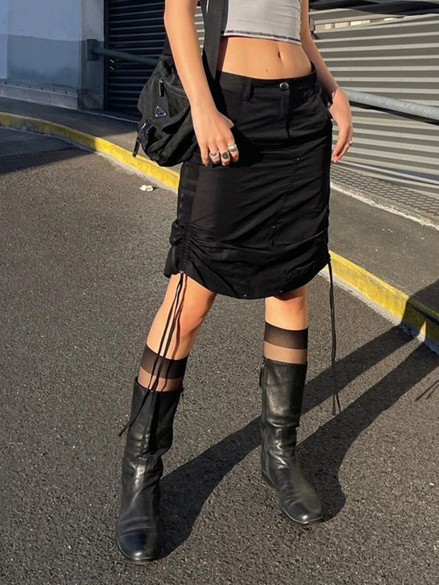 

Юбка-карго женская повседневная с разрезом и низкой посадкой