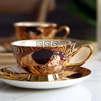 home decoration coffee cup set gustav klimt bone china ceramic tea set klimt kiss porcelain drinkware tea cups with spoon gifts