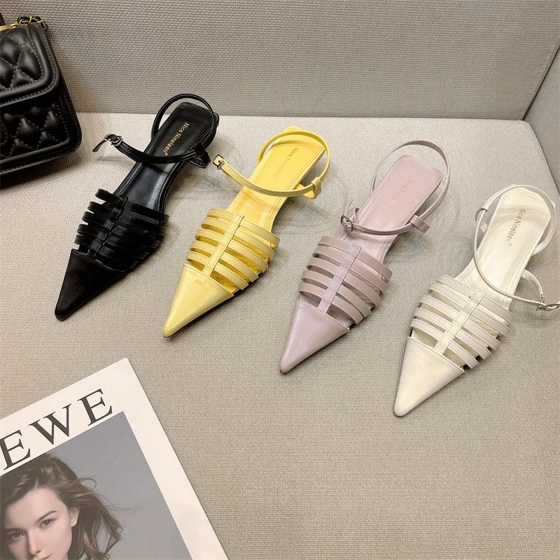 

2022 Summer New Pointed Toe Stiletto Sandals Women's Buckle Strap Slingback Stiletto Banquet Wedding Summer Sandals Ladies Shoes