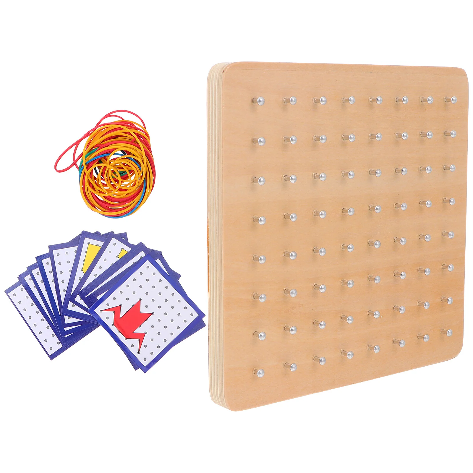 

Brain Teaser Wooden Nail Board Plate Kids Mathematics Learning Tools Pegboard Geoboard