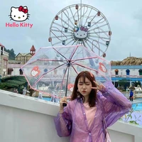 hello kitty fashion transparent umbrella folding student cute cartoon pure color small fresh sun umbrella