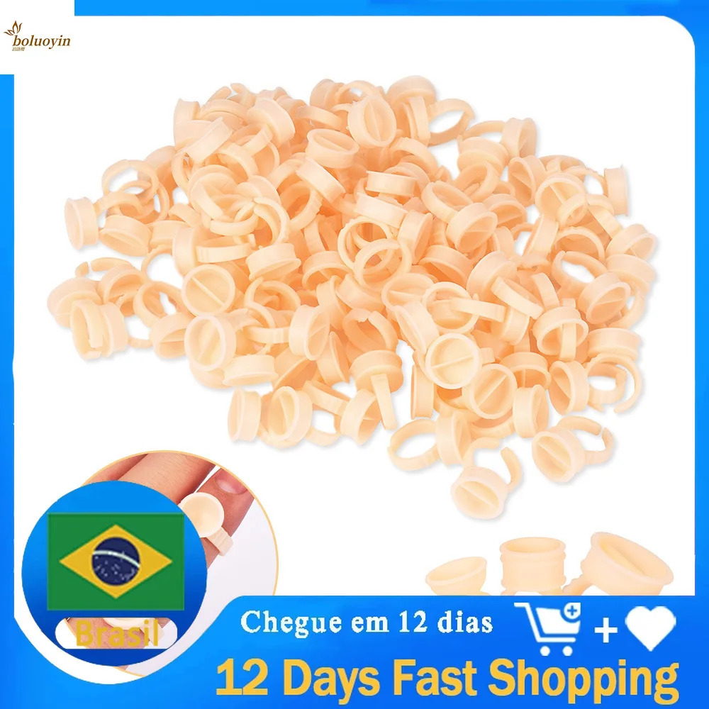

500 pcs Yellow Silicone Pigment Rings Microblading Tattoo ink Cup Holder Permanent Makeup lnk Rings for Eyelash Extension S/M/L