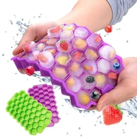 2022 new honeycomb ice cube trays reusable silicone ice cube mold bpa free ice maker with removable lids