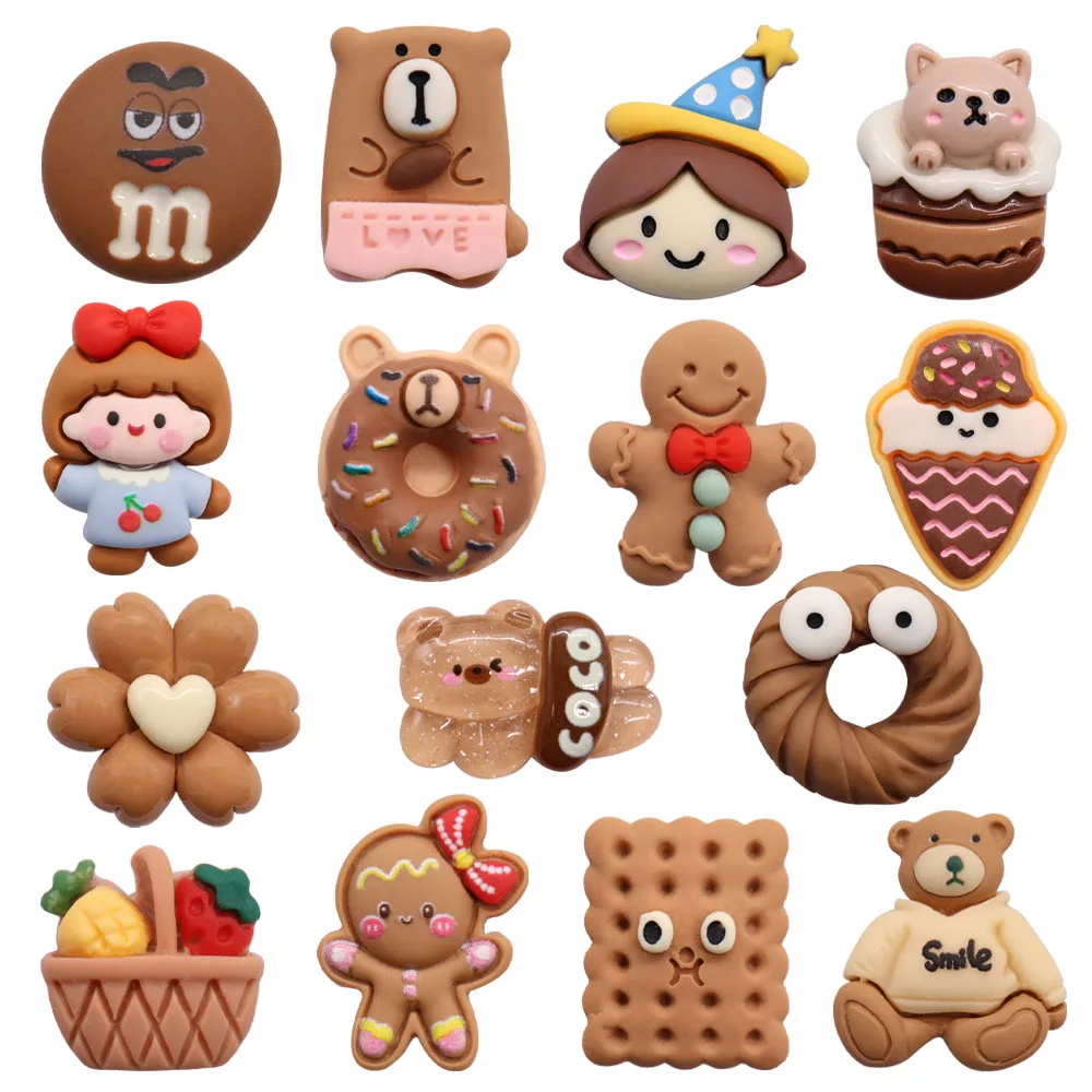 

Good Quality 1-16pcs Resin Shoe Charms Donut Cookie Bear Ice Cream Accessories Kids Shoe Ornament Fit Croc Jibz DIY Party Gift