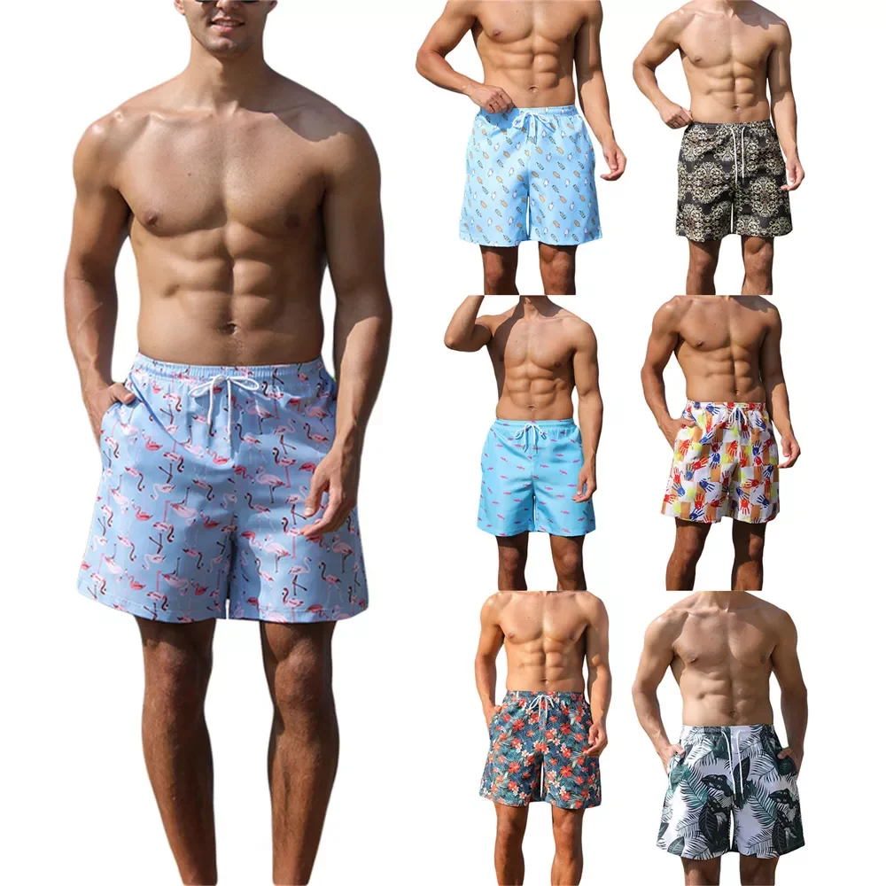 

Пляжные шорты, летние быстросохнущие повседневные свободные короткие штаны с принтом, плавки с карманами на шнурке