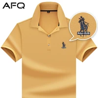 paul counter mercerized cotton t shirt mens lapel short sleeve polo shirt simple high end mens large size embroidered t shirt
