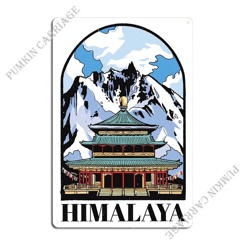 Гималайская храм горы металлический плакат паб Фреска домашний дизайн гостиная