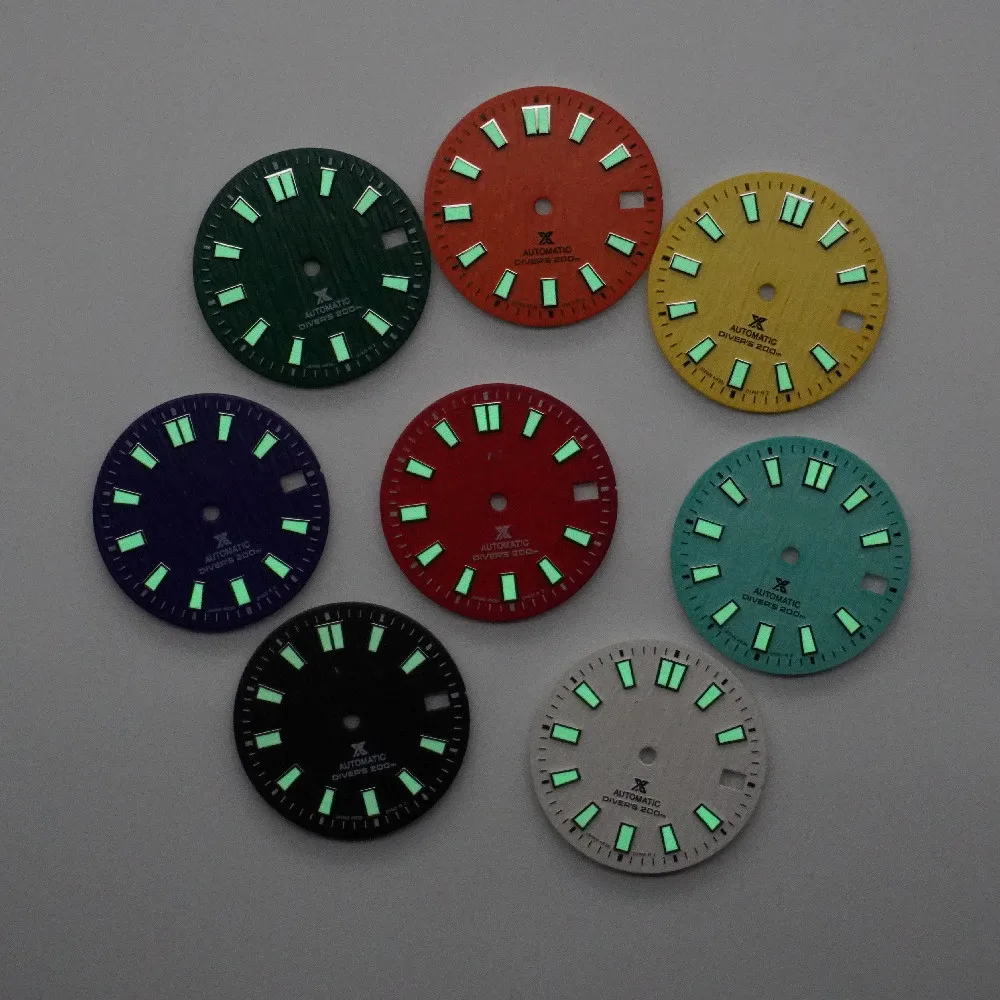 Watch accessories nh35 dial red yellow orange  wihte  blue black with green luminous for diver watches mod NH35/36 movement