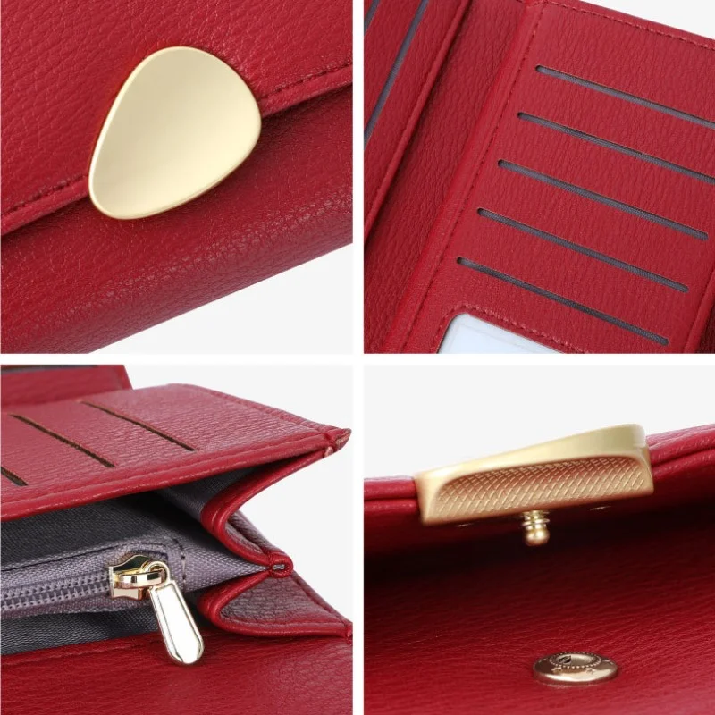 Designer Luxury Bag Long Women's Purses Coin Pu Leather Card Wallet Solid Women Red Hasp Card Holders Cardholders for Women