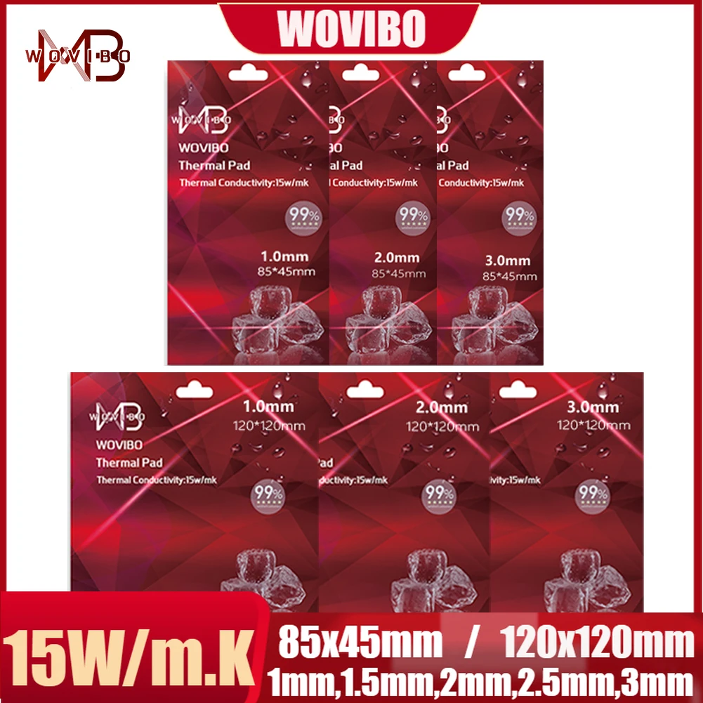 Wovibo силиконовая панель 15 Вт/м. k для процессора GPU RAM M.2 Nvme SSD светодиодная