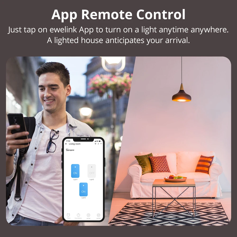 Фото SONOFF T2/T3EU 433 МГц RF Wi-Fi сенсорный настенный переключатель Smart Scene Control через удаленное голосовое управление eWeLink с Alexa Google Home №5
