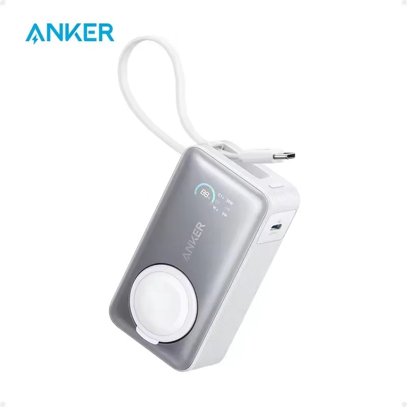Фото Внешний аккумулятор Anker MagGo Power Bank 10000 мАч 35 Вт со встроенным кабелем USB-C для iPhone 17, 16, 15, 14, 13 и Apple Watch №1