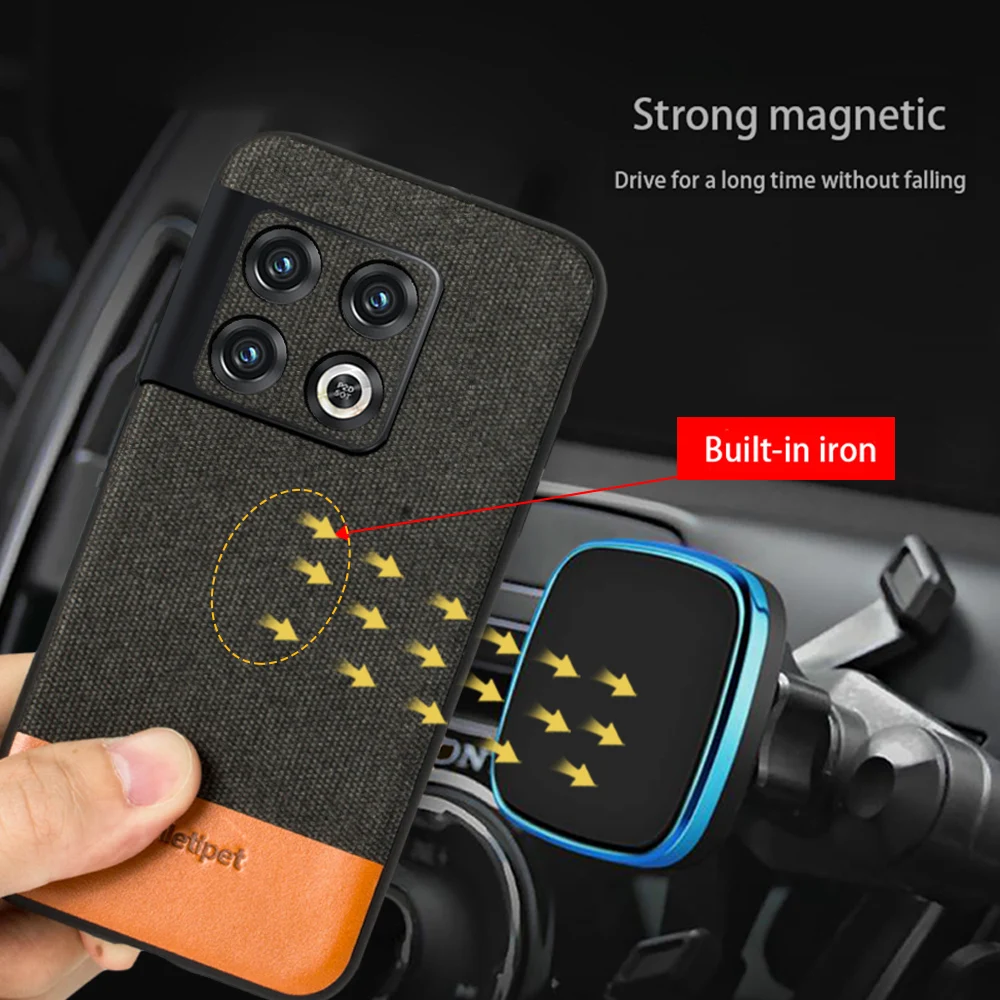 Magnetic Man Business Canvas Leather Phone case for oneplus 10 PRO 11 11R 9 pro 9RT 8T 8 7 Pro 7T 6T 6 nord 2 shockproof cover