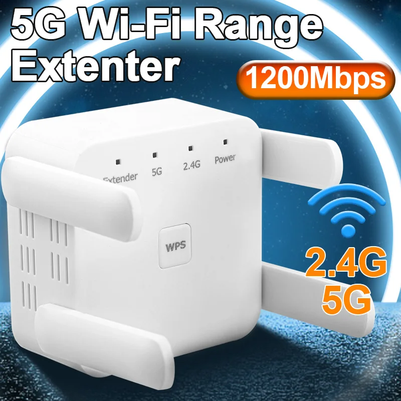

Wireless Dual WiFi Long Range Extender 5G 2.4G 1200M Wifi Repeater Amplifier Signal Wi-fi Network Booster Smart Home Office NEW