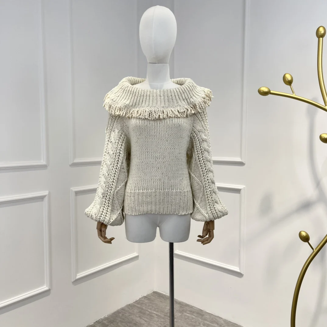 

Sweaters for Women Fashion 2022 Autumn Winter Tassels Fringes Long Sleeve Thick Warm Pullovers Knitwears
