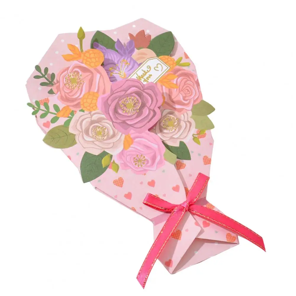 

Beautiful Gift Card Easy to Carry Blessing Card Hollow Out 3D Folding Flower Mother's Day Card with Envelope DIY Handwriting