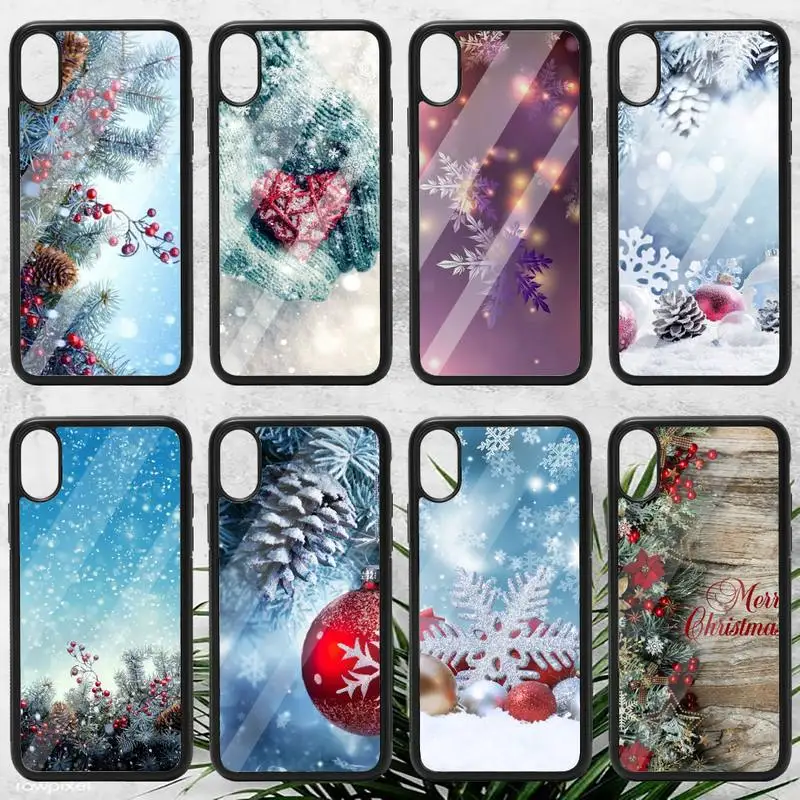 

Merry christmas winter snowlake tree new year gifts Phone Case PC for iPhone 11 12 13 pro XS MAX 8 7 6 6S Plus X XR Luxury shell