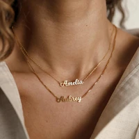 custom name necklaces stainless steel jewelry for women personalized letter pendant box chains choker gifts collar personalizado