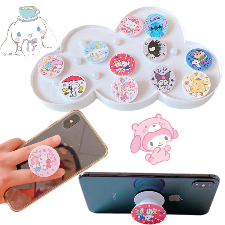 

Cartoon Kawaii Sanrios Cinnamonroll My Melody Kuromi Universal Folding Mobile Phone Bracket Finger Bracket doll Toys girl Gift