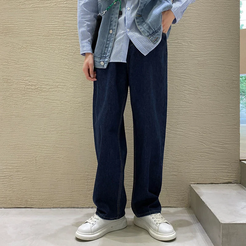 

Брюки мужские прямые свободного покроя, однотонные повседневные мешковатые джинсы-карго с карманами, модная трендовая Байкерская уличная одежда из денима