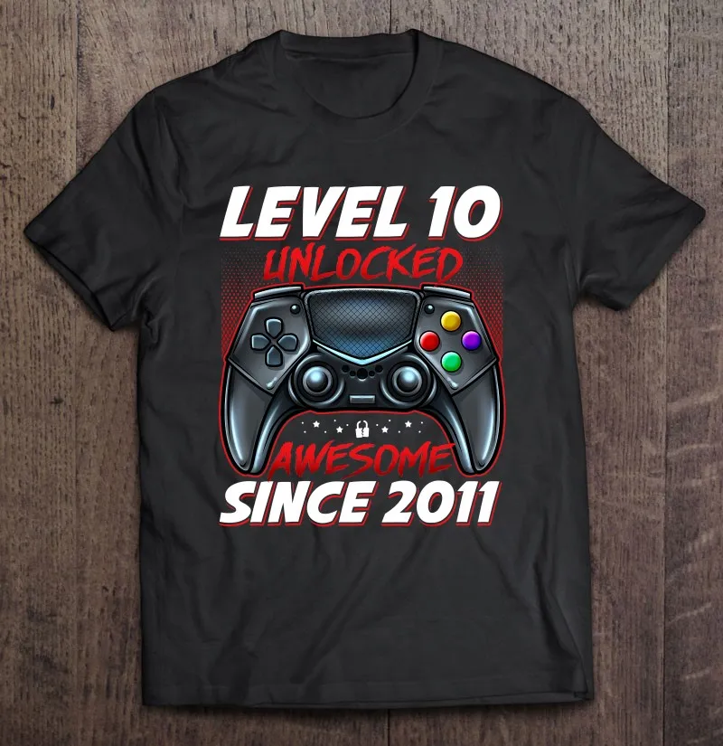 

Разблокированный удивительный уровень 10 с 2011 года, футболка для 10-летнего дня рождения с играми 8 дюймов, стандартная хлопковая Спортивная М...