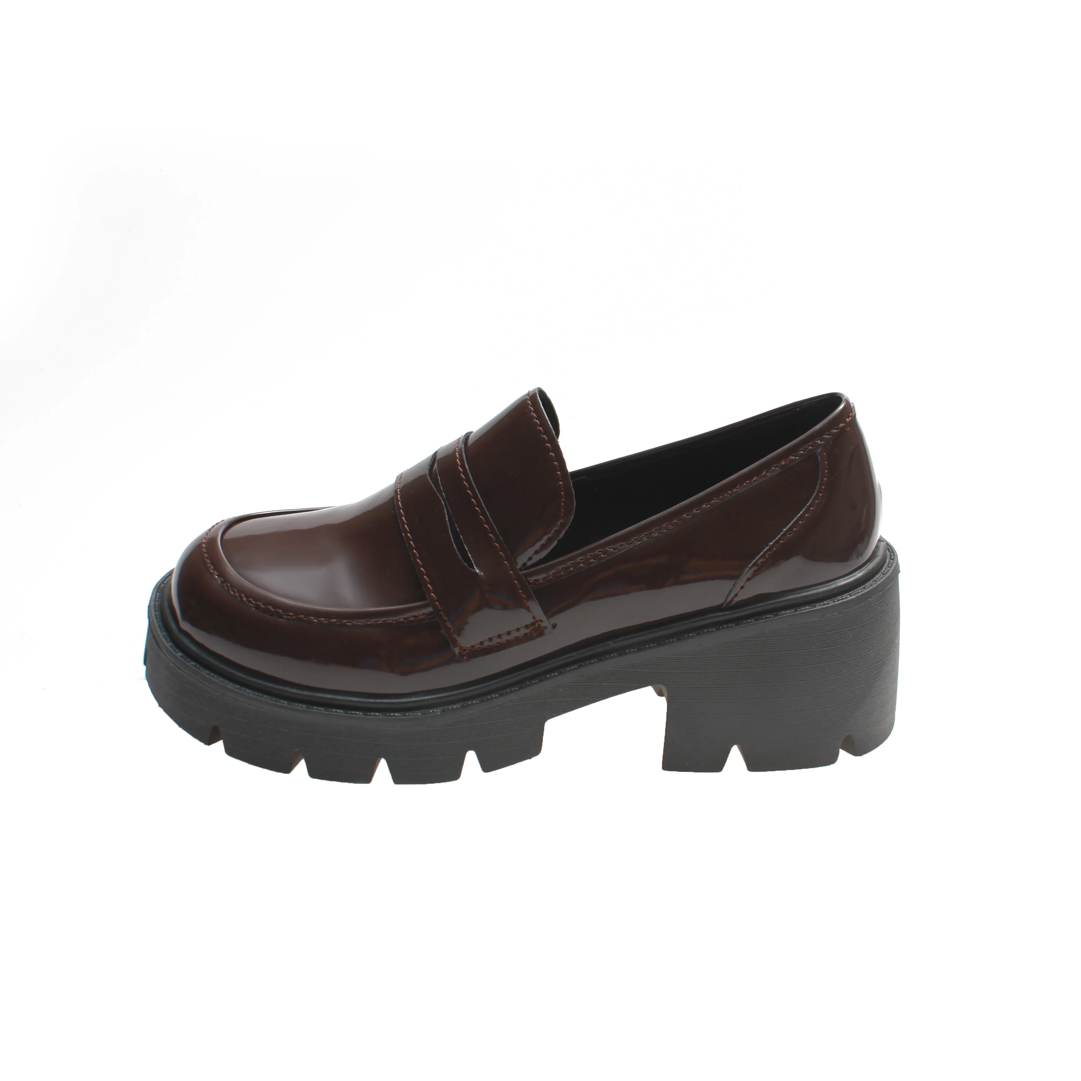 Women's shoes 2022 spring and autumn British style punk platform shoes slip-on loafers fashion small leather shoes women Square