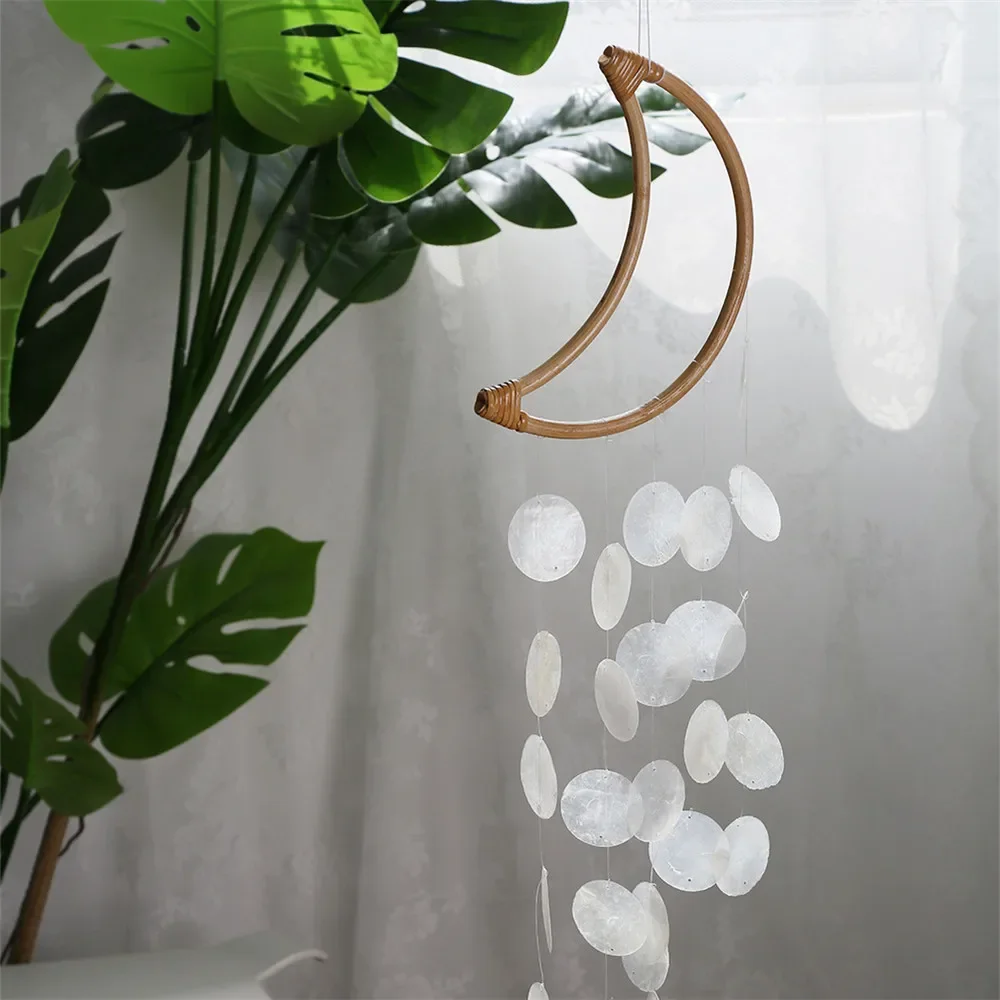 

Handmade Shell Wind Chimes Moon Wind Chimes Sympathy Wind Chimes Gifts for Garden Yard Hanging Indoor Home Hanging Decor