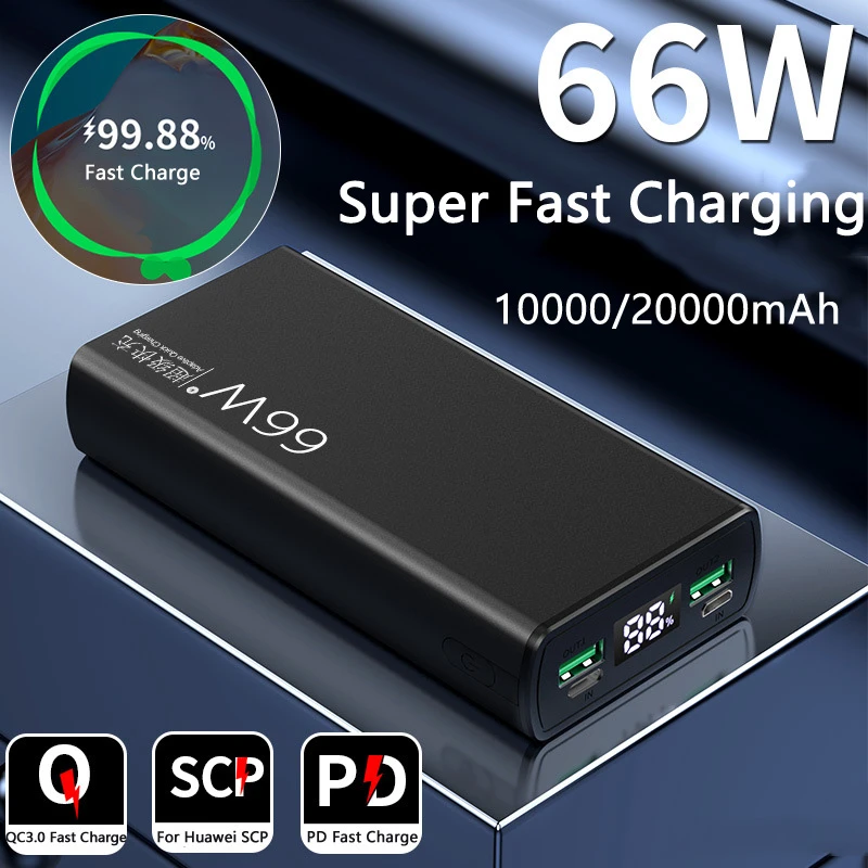 

20000mAh Power Bank 66W Fast Charging for Huawei P40 Powerbank Portable External Battery Charger For iPhone 13 12 Xiaomi Samsung