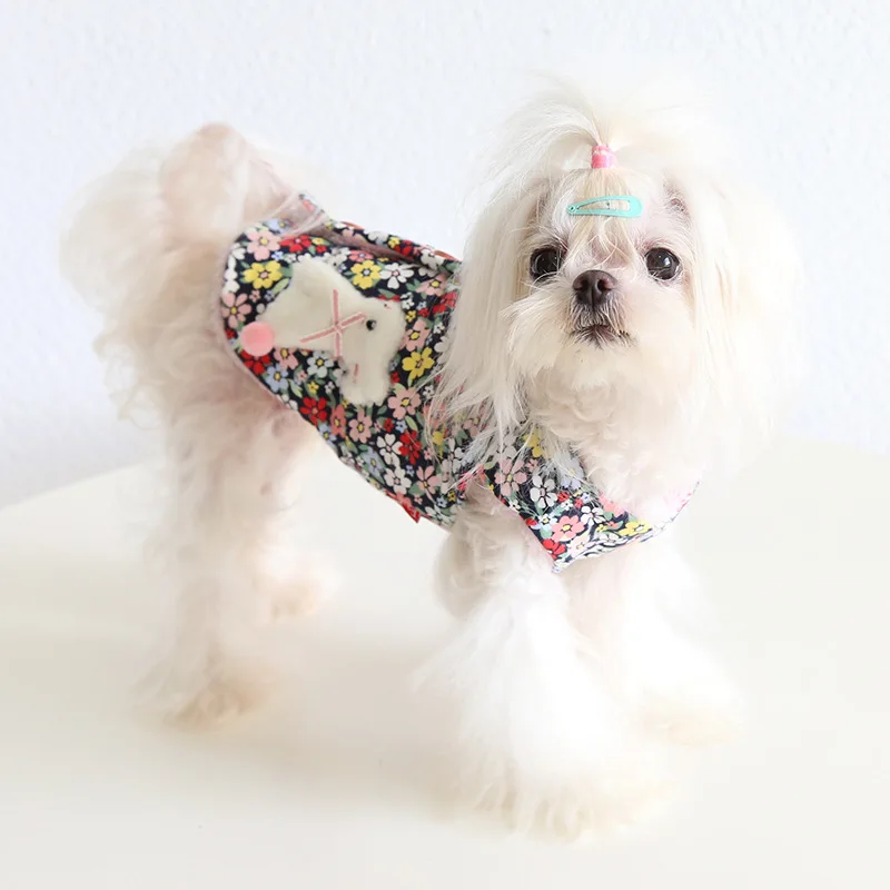 

Floral Print Dog Vest Little Rabbit Pet Dog Shirt Puppy Clothes Winter
