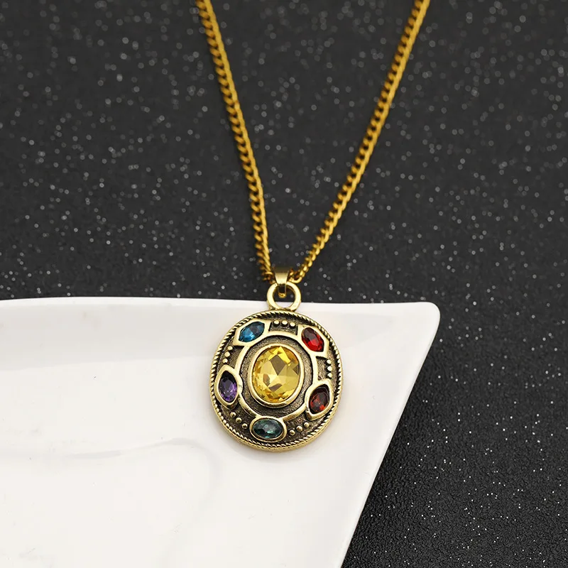 

New Retro Animation Peripheral Colorful Crystal Pendant Fashion Necklace Jewelry Gift