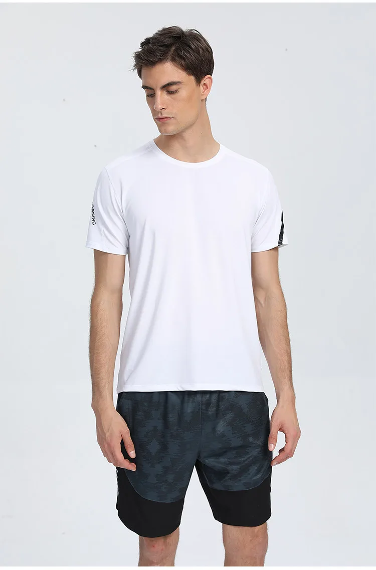 Men Quick Dry T Shirt Short Sleeve Fitness Shirt Trainer Running Gym T-shirt Sportswear Quick-Drying Tee Sports Team Man